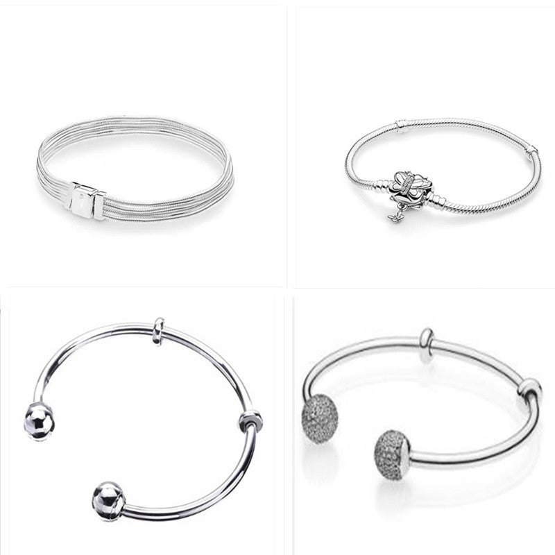 Elegant Customizable Jewelry - S925 Sterling Silver Charm Bracelet.