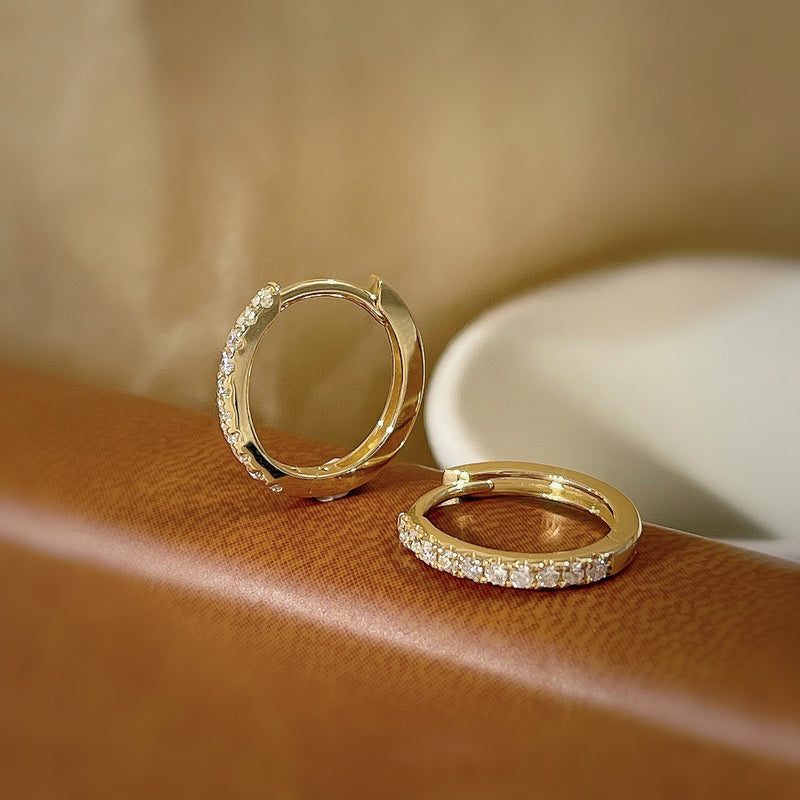 Aveline Diamond Hoop Earrings – Gold Plated S925 Sterling Silver Elegant Hoops