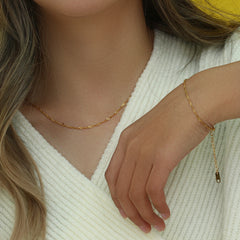 18K Gold Stainless Steel Water Wave Jewelry Set – Bracelet & Necklace