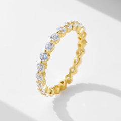 Luxury Gold Zircon Ring Set-Micro Pave Stackable Bands.
